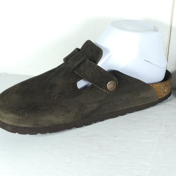 Birkenstock Women's Boston EU38 US7 Narrow Brown Suede Clog Mules Shoes - Picture 6 of 16